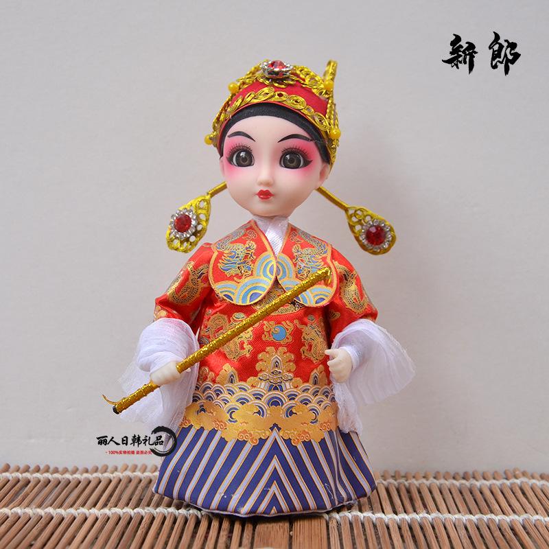 7 Inch Q-Version Peking Opera Silk Doll, Chinese Traditional Festival Home Decor