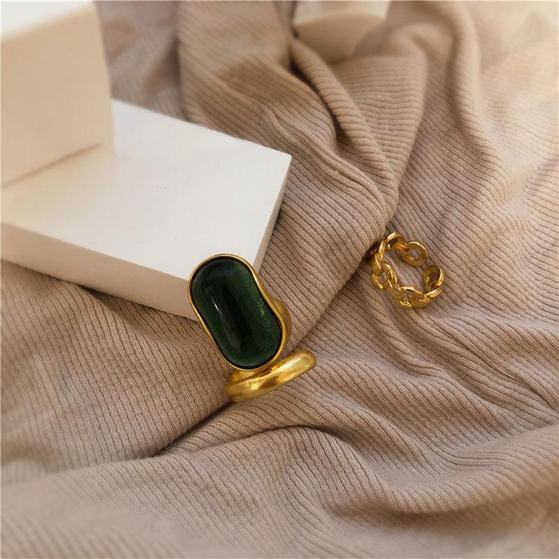 Ring Female Niche Design Vintage Old Index Finger Ring Light Luxury Antique Style Personalized Finger Adjustable Size Art Deco Geometric Ring