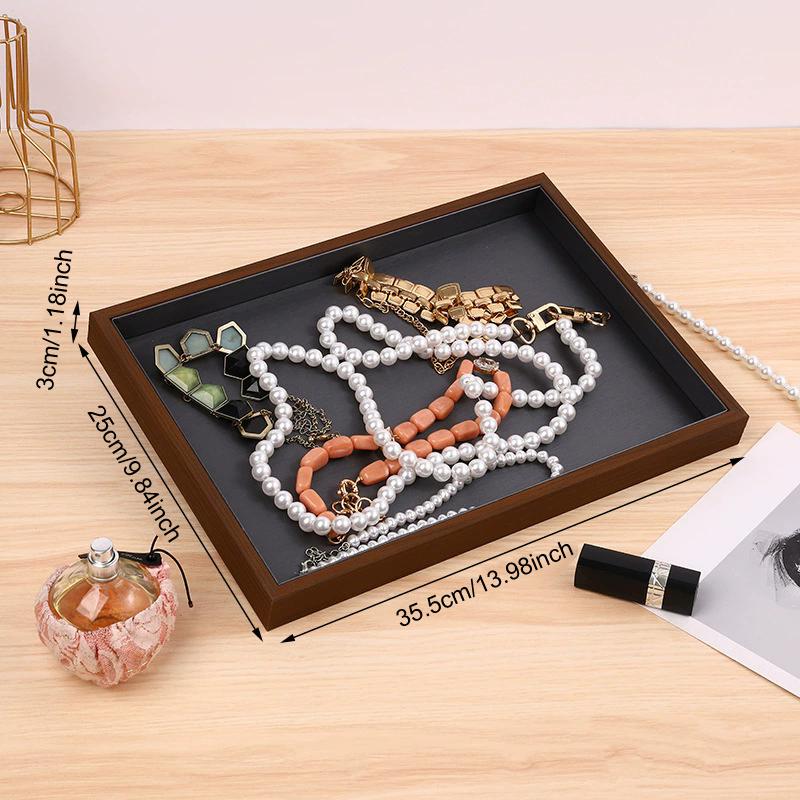 1pc Vintage Black Walnut Pattern Wooden Jewelry Tray Necklace Bracelet Earrings Ring Display Storage Trays Counter Showcase Prop