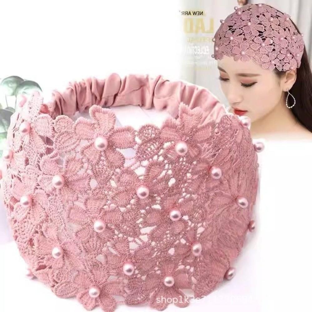 Non-slip Wide Hair Bands Hollow Hair Hoop Fashion Pearl Headband  for Women