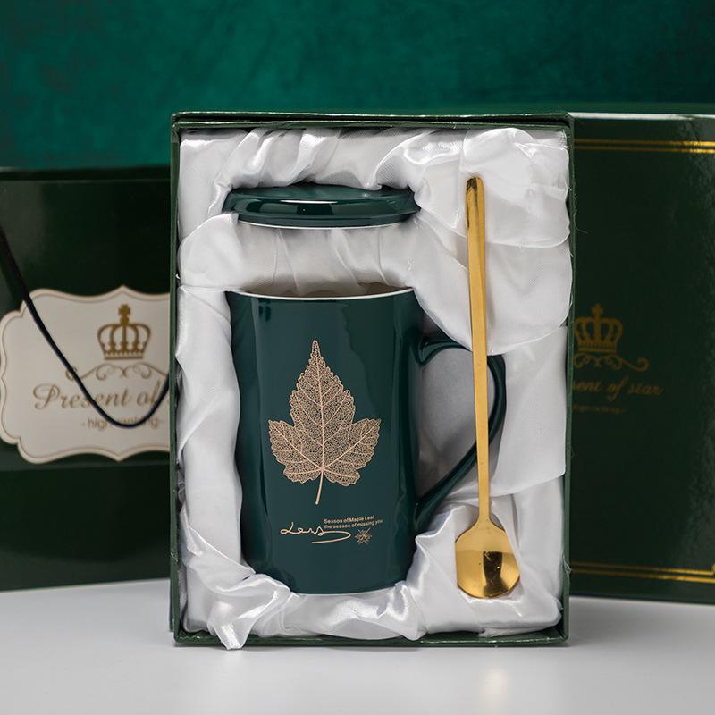 Ceramic Coffee & Tea Set with Lid, Spoon, Infuser, and Strainer - Gift Box Included
