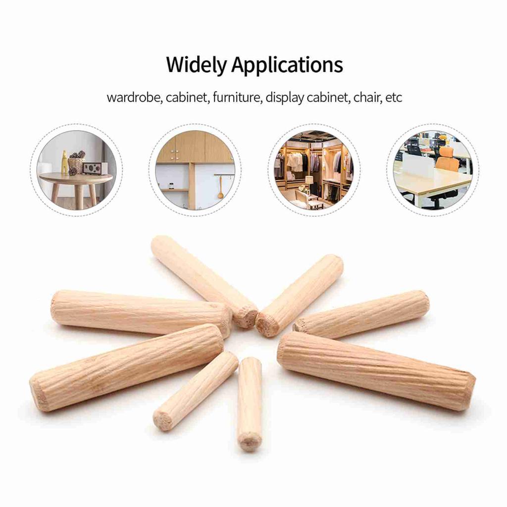 100pcs Dowel Wood Dowels Fluted Wooden Dowels Set of 100pcs Dowel Pins Fluted Pins for Furniture Cabinets