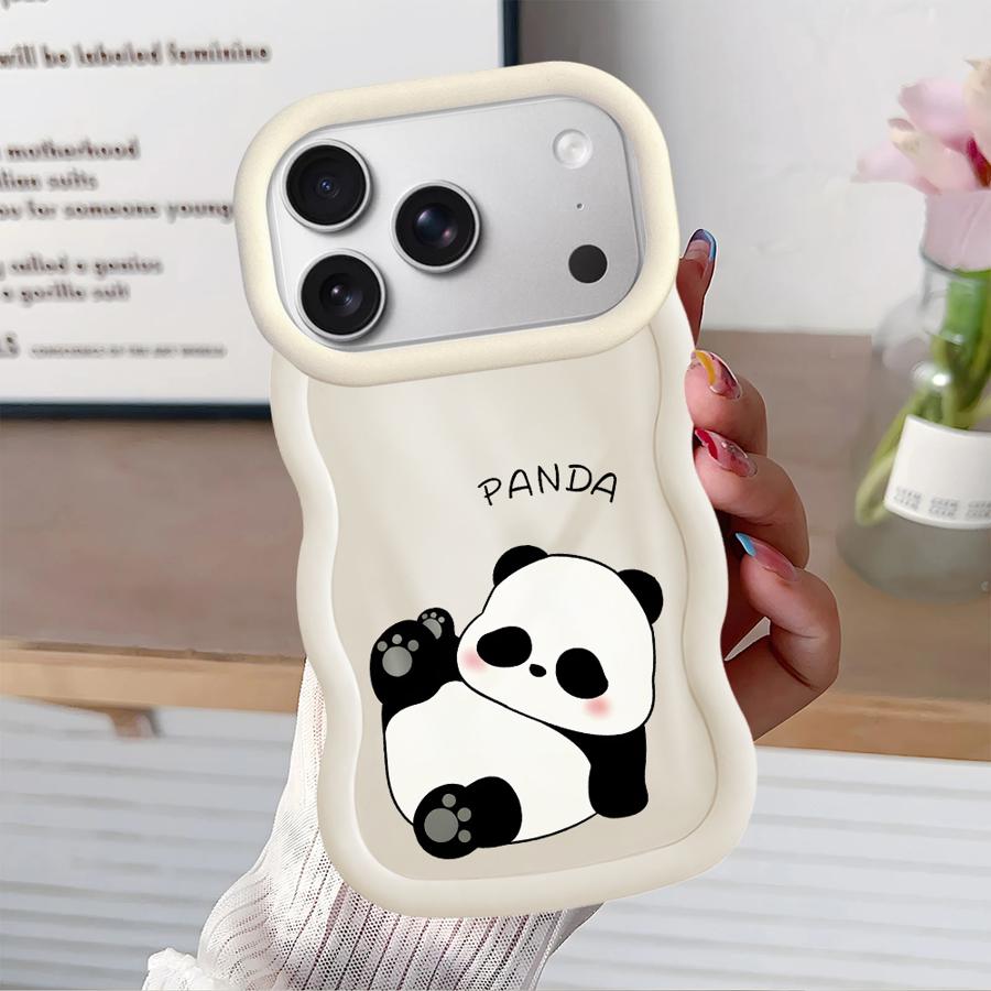 Cartoon Panda Case for iPhone 12 11 14 8 16 Pro Max 15 Plus XR 13 17 Air Soft Phone Cover