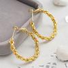 Huitan Aesthetic Woven Hoop Earrings for Women Party Wedding Gold Color Accessories Engagement Gentle Lady Metal Jewelry GiftGood product