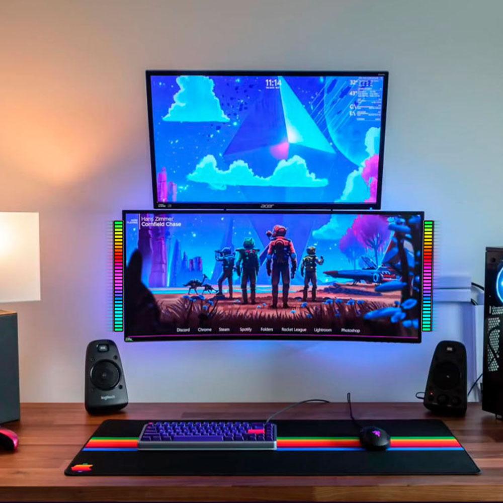 32/40LED Sound Reactive LED Light Bar RGB Sound Control Rhythm Display Light for Car DJ Studio Desktop Decor Ambience