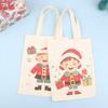 Christmas Gift Bags Cartoon Santa Claus Elk Christmas Tree Tote Canvas Bag Large Capacity Holiday Shopping Bag Happy New Year