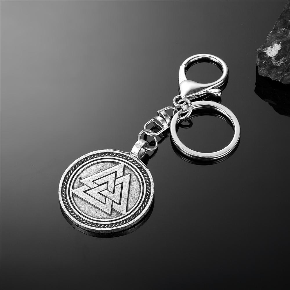 Viking Runes Valknut Pendant Mens Stainless Steel Necklace Norse Jewelry Vegvisir Amulet Steampunk Keychain Dropship