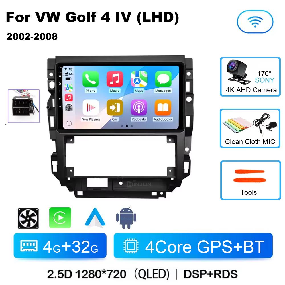

Автомобильное радио Android 14 для Volkswagen VW Golf 4 IV 2002-2008 Jetta MK4 Classics Мультимедийный проигрыватель Carplay GPS Авто Стерео DSP QLED