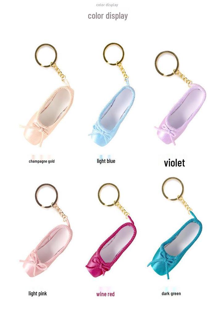Handmade Mini Ballet Pointe Shoe Keychain - Cute Female Dance Bag Ornament