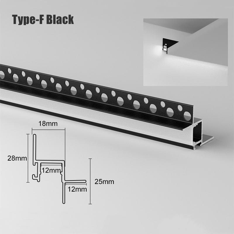 0.5m/1m Ceiling Top Corner LED Aluminum Profile Frameless Embedded Channel Luminous Plaster Line Wall Washing Decor Linear Light