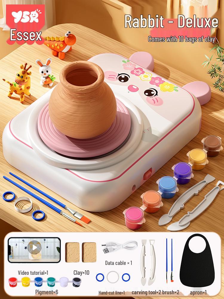 Children's Electric Pottery Machine Set with Polymer Clay & Tools for Students