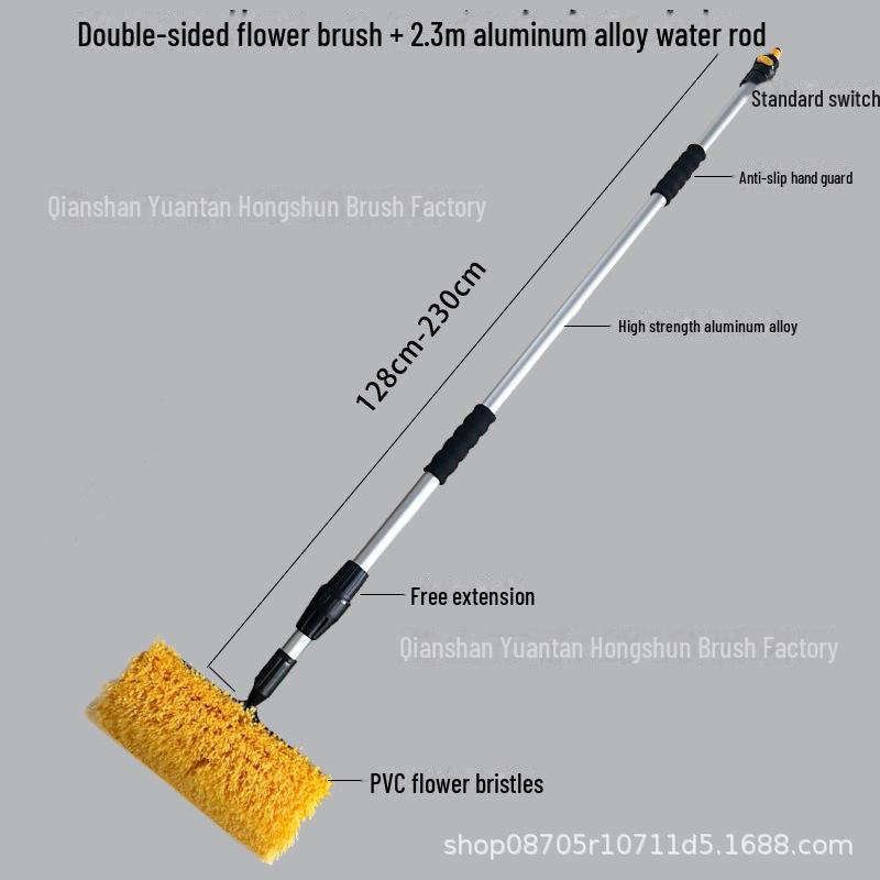 Telescopic Car Cleaning Brush with Soft Bristles, Long Handle, and Absorbent Mop Head