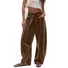 Pantalones Casuales de Terciopelo de Pierna Ancha con Cintura de Ajuste Holgado para Uso Diario