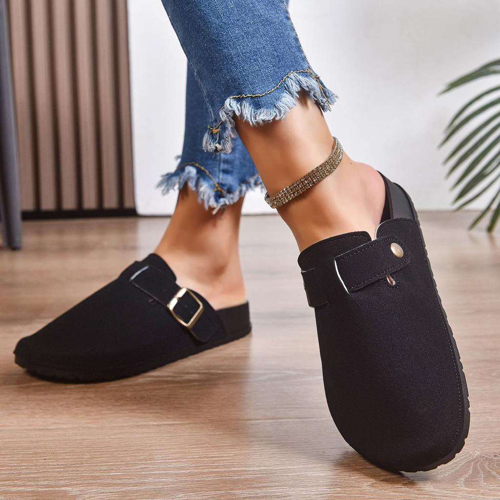 Women Closed Toe Flat Slippers Summer New Cork Platform Shoes for Women Casual Clogs Slippers Outdoor Flat Sandals Slides Women