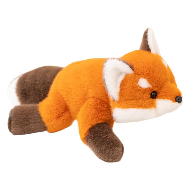 38cm Lying Fluffy Plush Fox Toy Stuffed Kawaii Orange Cartoon Animal Appeasing Companion Gift