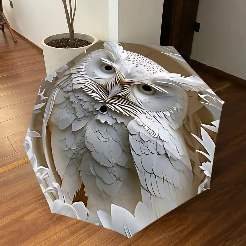 1PC Owl Paper-Cut Umbrella-8-Rib Reinforced, Automatic Open, Lightweight & Durable, Cute Fashion Accessory for Outdoor-P64
