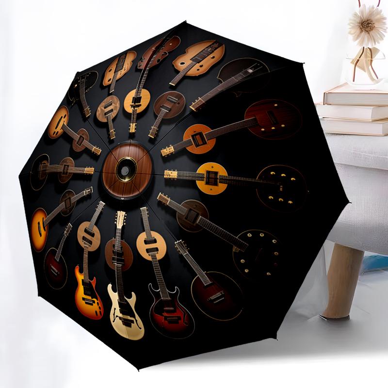 1PC Yinyang Guitar Umbrella Automatic Open/close, Sturdy Iron Frame & 8-Rib Structure, Umbrella for Women & Men, Christmas Gifts