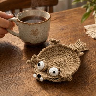 Nieuwigheid Beker Deken Handgemaakt Haak Eekhoorn Onderzetter, Grappige Kikker Eend Stressverlichter Warme Drank Onderzetter Mat, Schattig Dier voor Bureau Decoratief