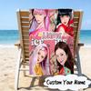 Custom Name Neon Kpop BP Microfiber Beach Towel Super Soft & Absorbent for Bath, Beach, Travel  Bath Time Accessory, Fan Gifts