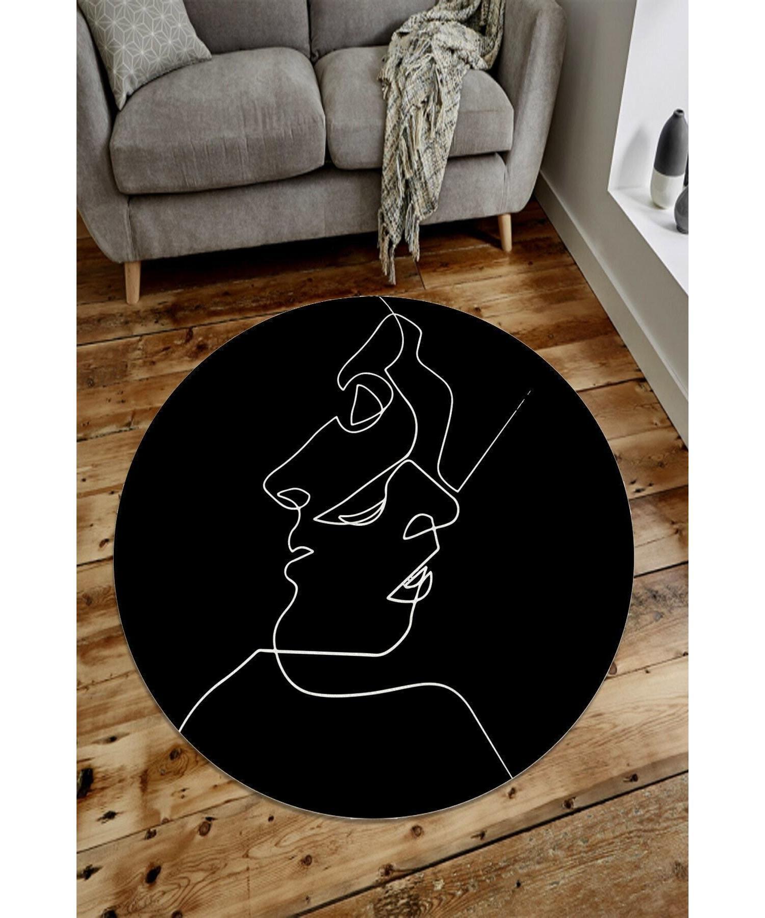 

Минималистский рисунок круглый нескользящий кожаный ковер машинной стирки Cp575