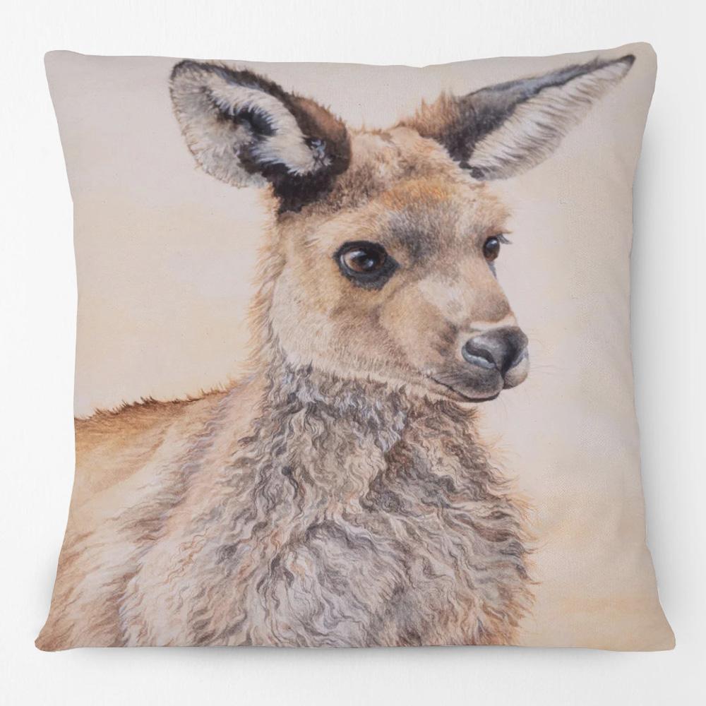 Australian Native Birds And Animals Grey Kangaroo Wombat Cockatiel Parrot Decorative Cushion Cover Pillowcase Peach skin 18*18(CM)-1Pcs