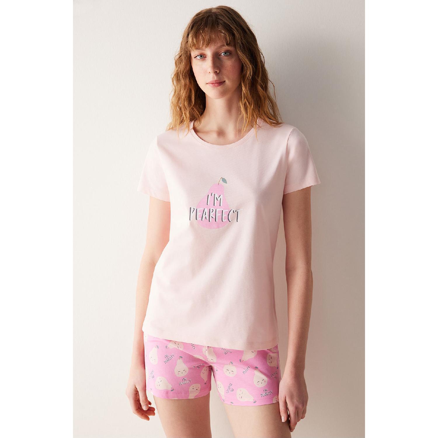 

Розовый пижамный комплект Pearfect с шортами S розовый