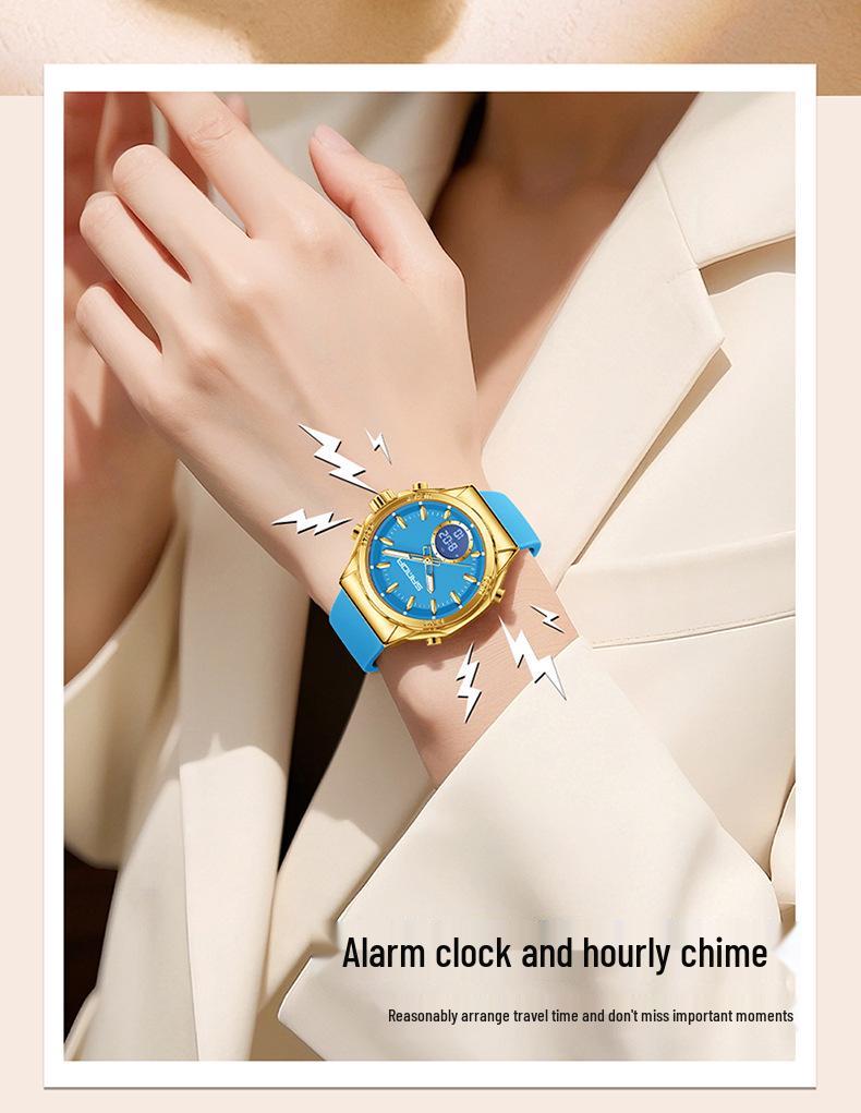 Orologio da donna Sanda Doppio Display: Multifunzionale, Luminoso, Impermeabile, alla Moda, Nuovo Modello con Sveglia e Timer per Studenti.