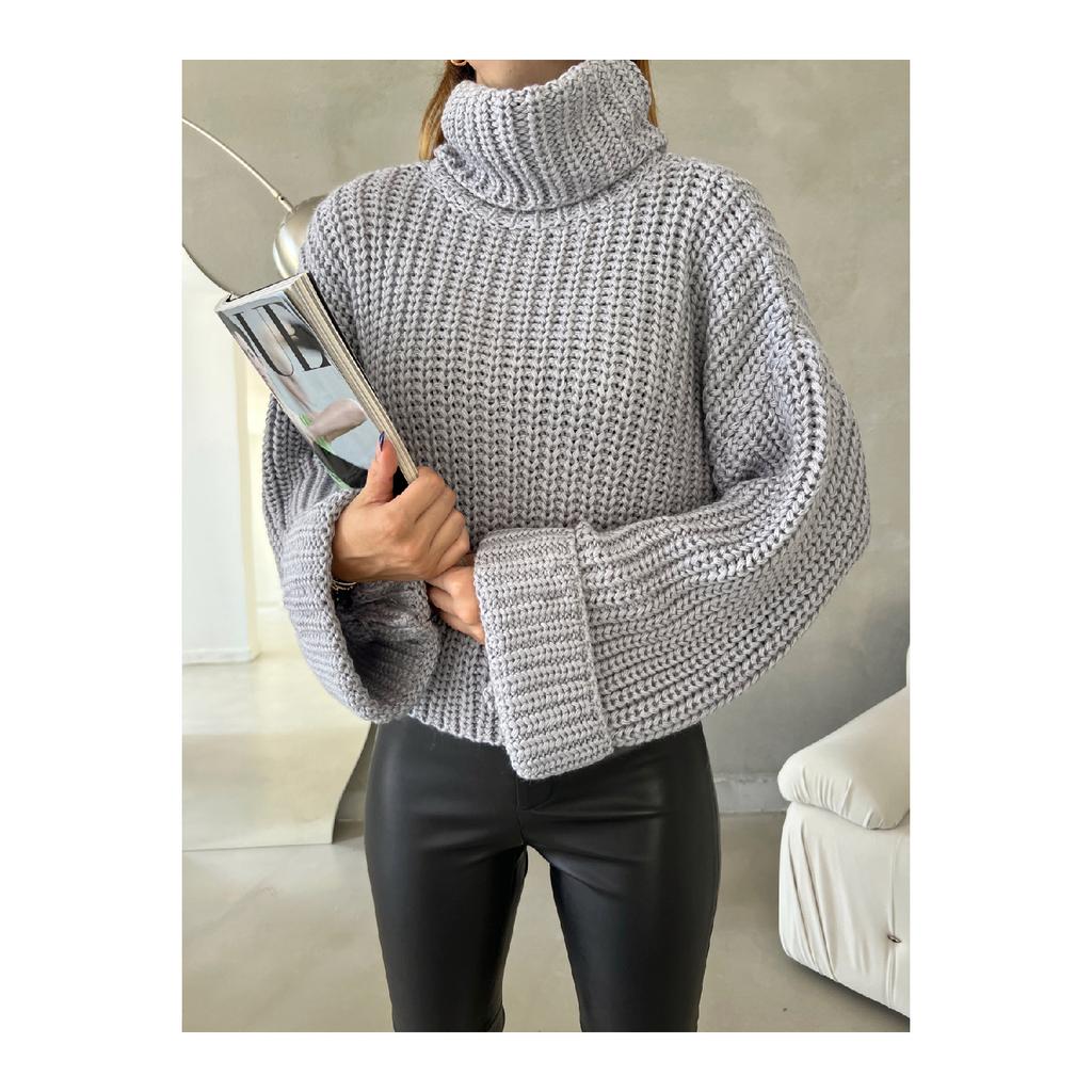 Pulover de damă cu gât crop tricotat