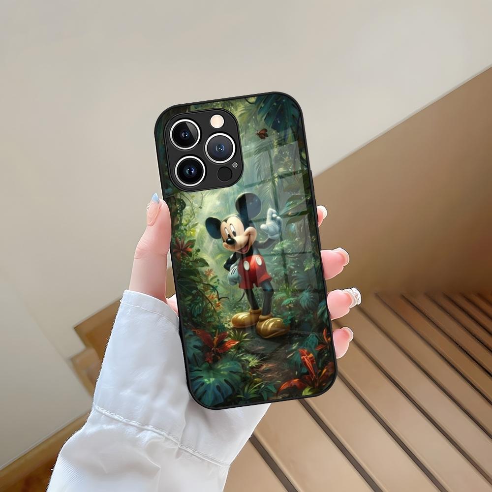 Mickey Mouse Phone Case Tempered Glass For iPhone 13 15 14 12 11 Pro Max Plus Mini X XR XS 8 7 6s SE2020 Coque