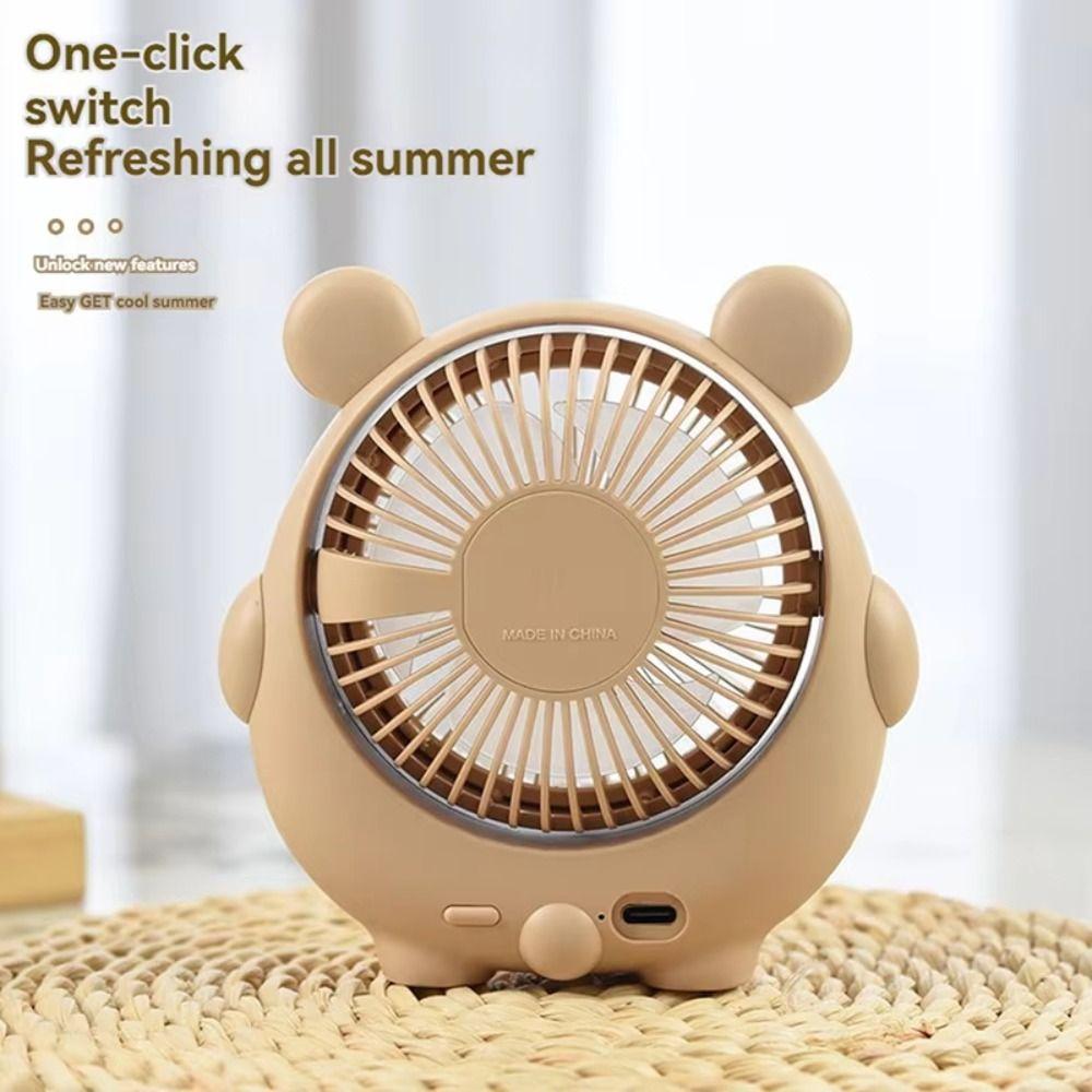 Cartoon Bear Handheld Fan USB Charging Student Desktop Fan Cute Small Fan