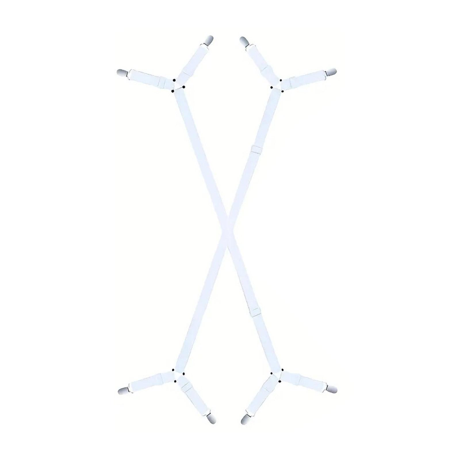 

Set of 2 Strong Polyester Bed Sheet Tensioners with Metal Clips Secure Fit Sheets Nonslip Design Bed Sheet Holder Strap белый