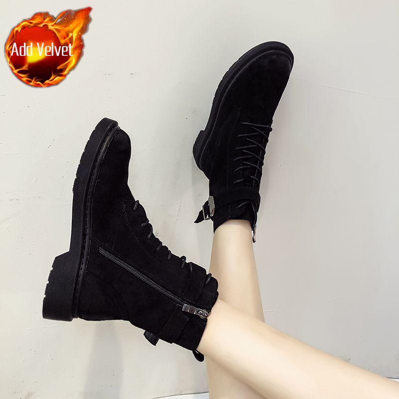 

Осень Зима Теплые на шнуровке Женские Короткие Туфли Круглый Носок Женские Ботильоны Горячее Предложение Распродажа Черных Ботинок Гот Новинка Ботильоны 40