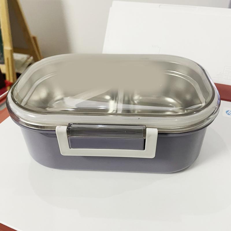 Nerezový obědový box Korejský styl 2 přihrádky Bento box Kovová nádoba na jídlo pro děti dospělé