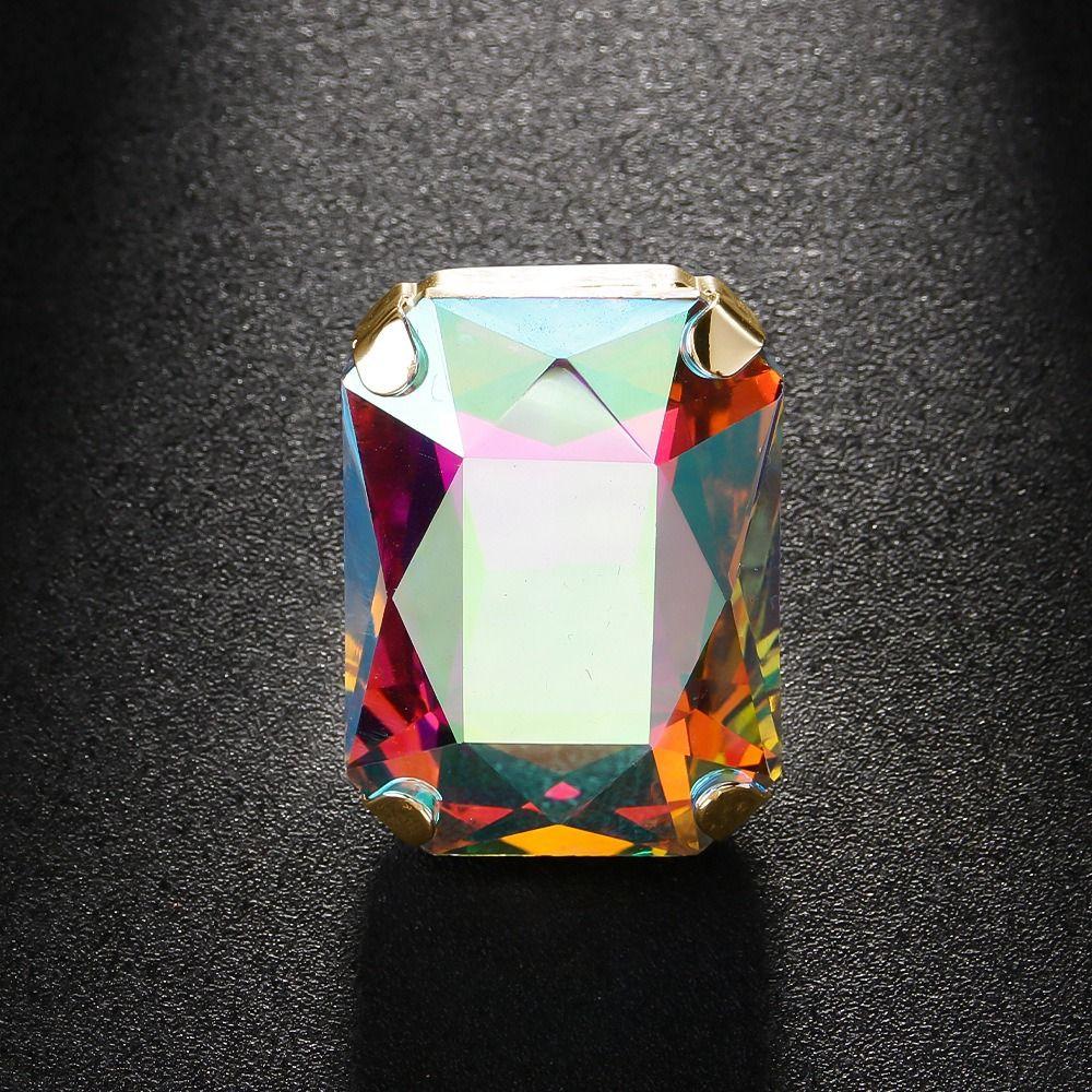 Adjustable Size Vintage Wedding Ring Rhinestone Crystal Large Crystal Ring
