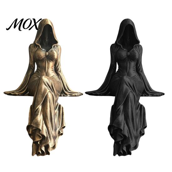 Unique Dark Aesthetic Decor 3D Printed Reaper Goddess Figurine Ornaments, Style Sculpture, Faceless Black-robed Statue Gothic for Desktop Bookshelf