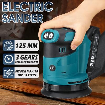 600W 125mm Cordless Random Orbital Electric Sander Wood Grinder Polishing Grinding Sanding Machine for Makita Battery