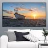 Reliabll Art Beach In Sunset Landscape Photos Landscape Canvas Pictures Wall Posters for Decorating the Living Room Without Frames