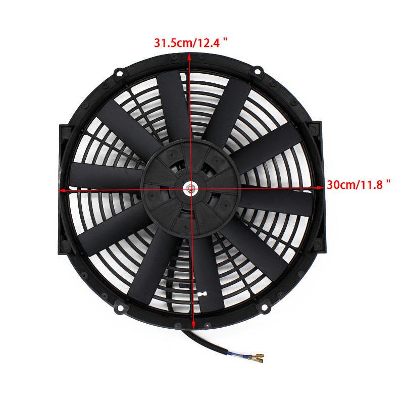 12V 80W 12 inch Universal Electric Engine Cooling Fan Radiator Oil Cooler  Pull Push Slim Fan