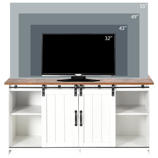TV Stand with 2 Doors Industrial Solid Wooden Retro Living Room Hallway TV Cabinet Console Table Home Improvement