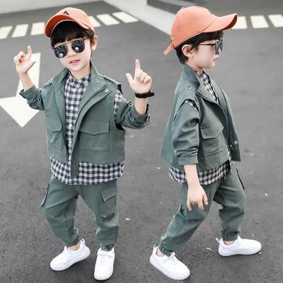 Set de Îmbrăcăminte Primăvară/Toamnă pentru Băieți Jachetă de Lucru Stil Coreean + Pantaloni Set Elegant