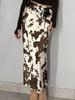 2025 Autumn/Winter Women's Satin Print Long Skirt - Slimming Imitation Silk