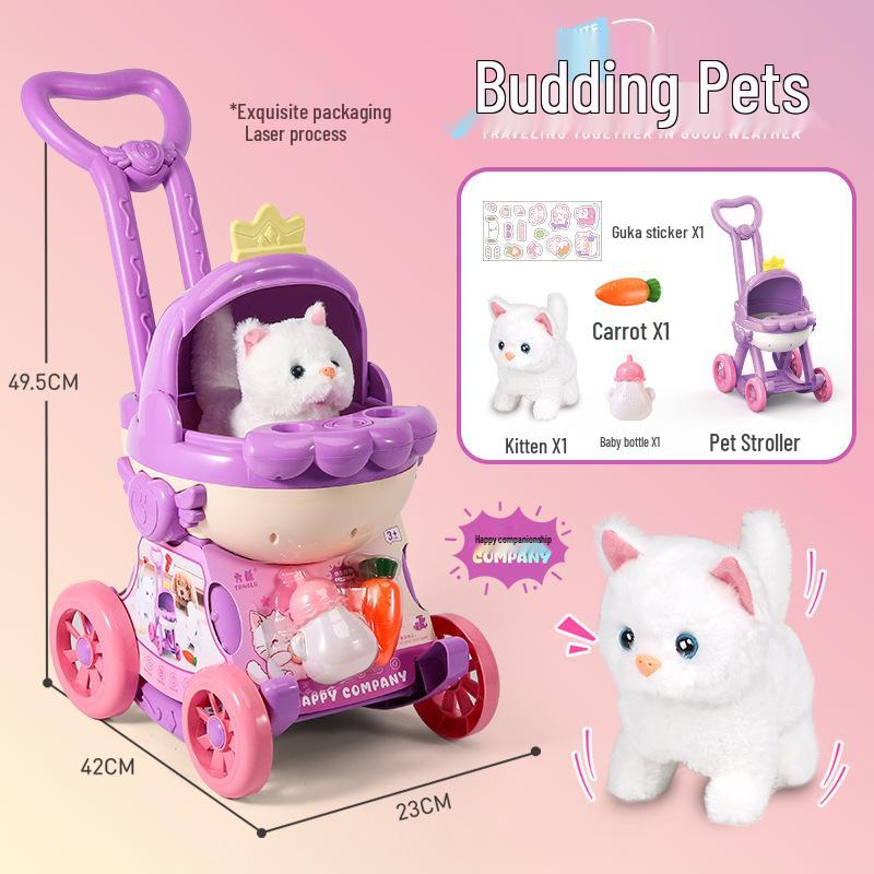 Children's Role-Playing Pet Stroller: Walking and Barking Electric Plush Doll