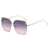 New European and American large frame sunglasses frameless plain face gradual change color versatile sunglasses women's fashion UV