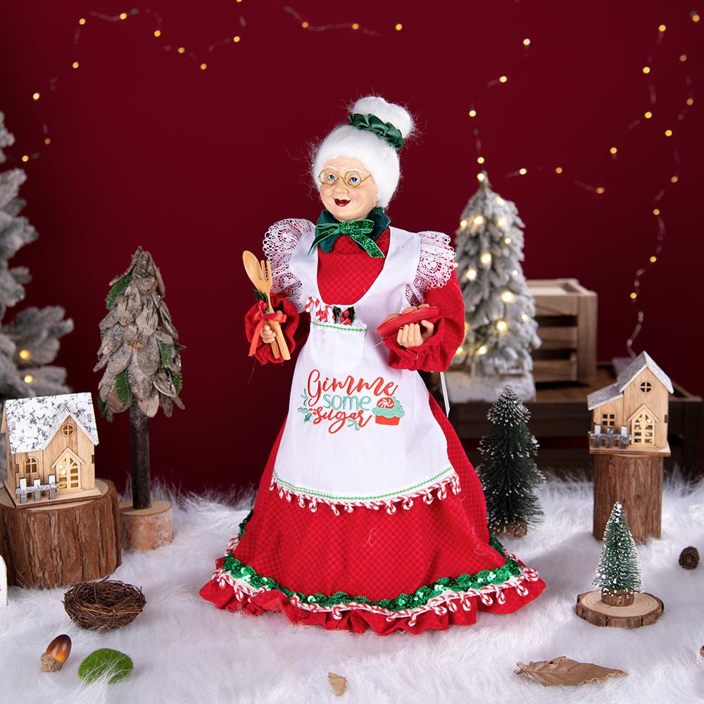 45cm stehende Frau Holle Figur mit Back-Outfit, Schürze Oma Weihnachts-Tischdekoration
