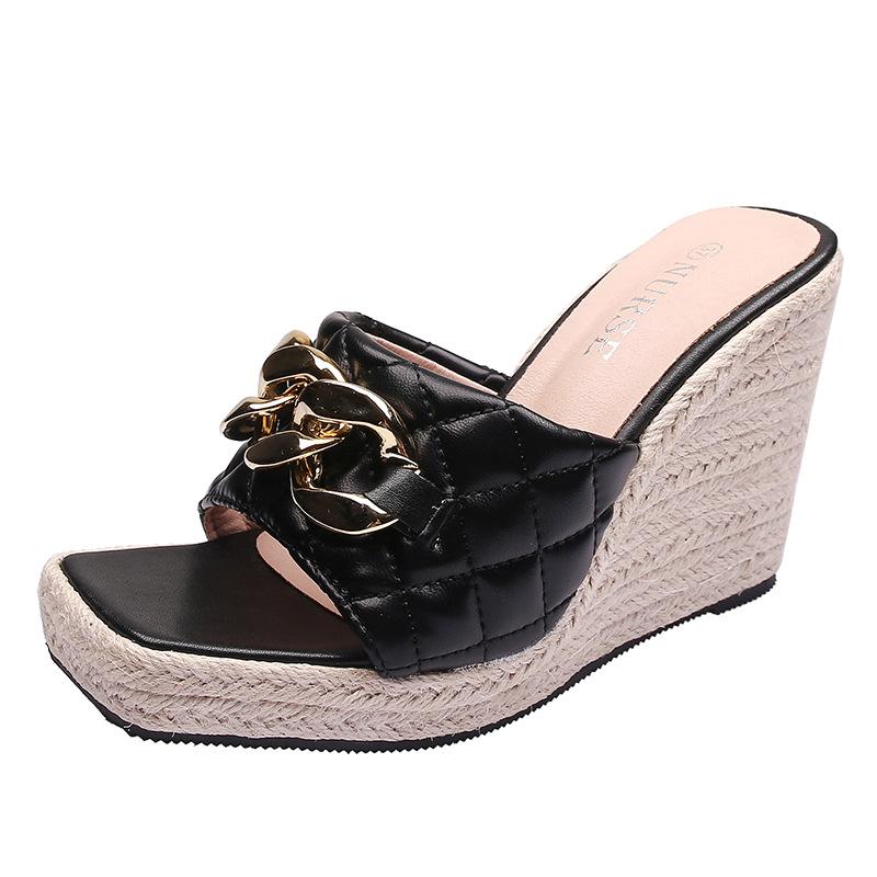 Fashion Peep toe Sandals Women Summer Shoes Fashion Platform Shoes Elegant Ladies Sandals Wedge Heel 10cm Yellow Black Pink A4199