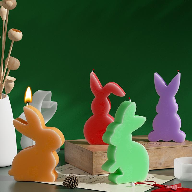 Rabbit Shaped Candle Mold, DIY Easter Bunny Plaster Decorative Ornament Silicone Mold, Suitable for DIY, Holiday and Party Tools