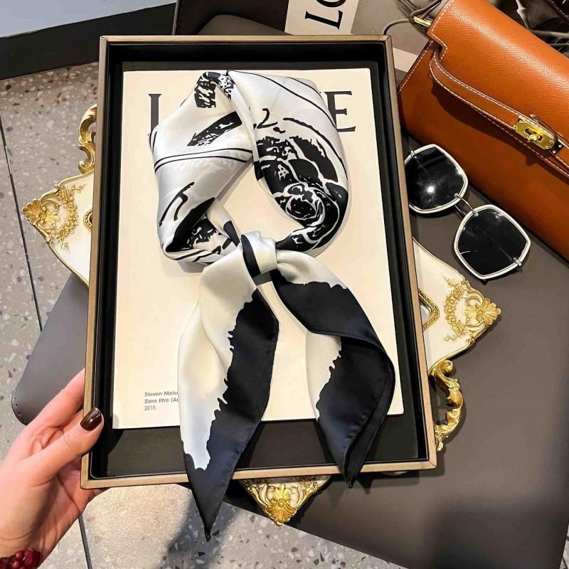 70cm Square Silk-Like Scarf Women Lightweight Fashion Accessory Office Chic Neck Wrap Stylish Print Design