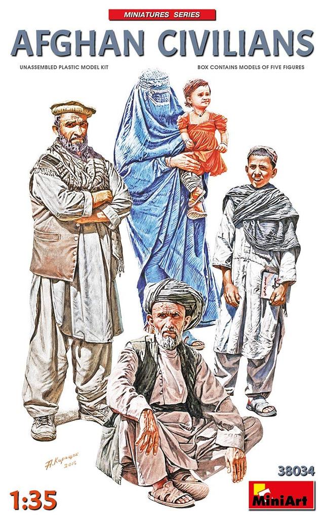 MiniArt Scale Afghan Civilians Plastic Model Kit MA38034 1/35 (5-Piece Set)