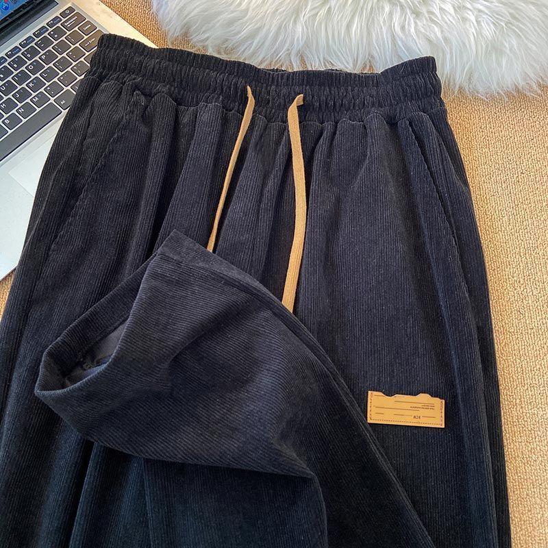 Corduroy Pants Women Korean Straight Leg Sports Sweatpants Spring and Autumn Vintage Versatile Casual Pants