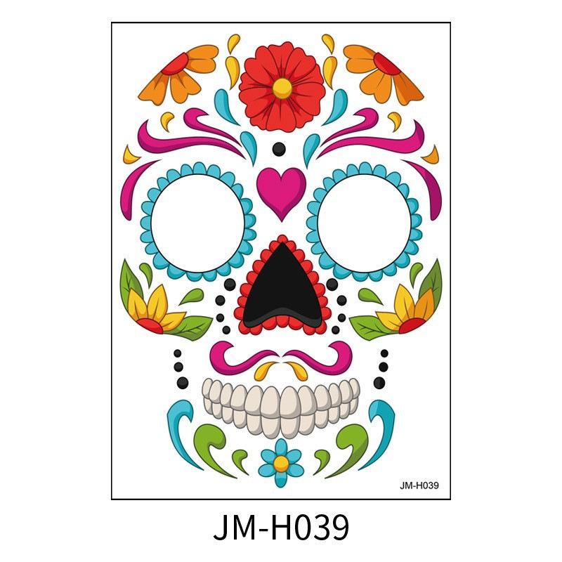 Cross Border Halloween Scene Tattoo Stickers Waterproof Sweat Day Of Dead Makeup Ball Funny Facial